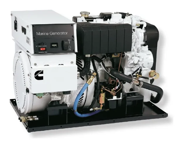 An Onan QD 7/9 kW Space Saver marine generator, open frame, showing the engine and alternator
